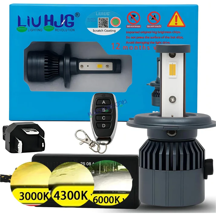 LIU HJG LED Headlight Bulb with a remote control.